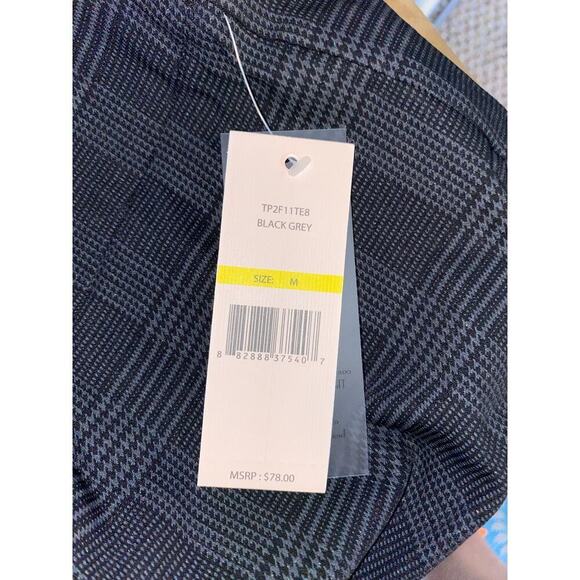 NWT $78 Nanette Lepore Black Grey size Medium Plaid Stretchy Pants - Picture 5 of 9